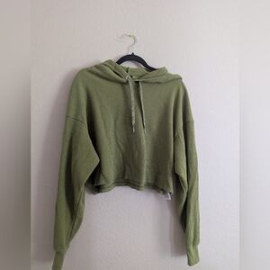 Roxy Olive Cropped Waffle Hoodie